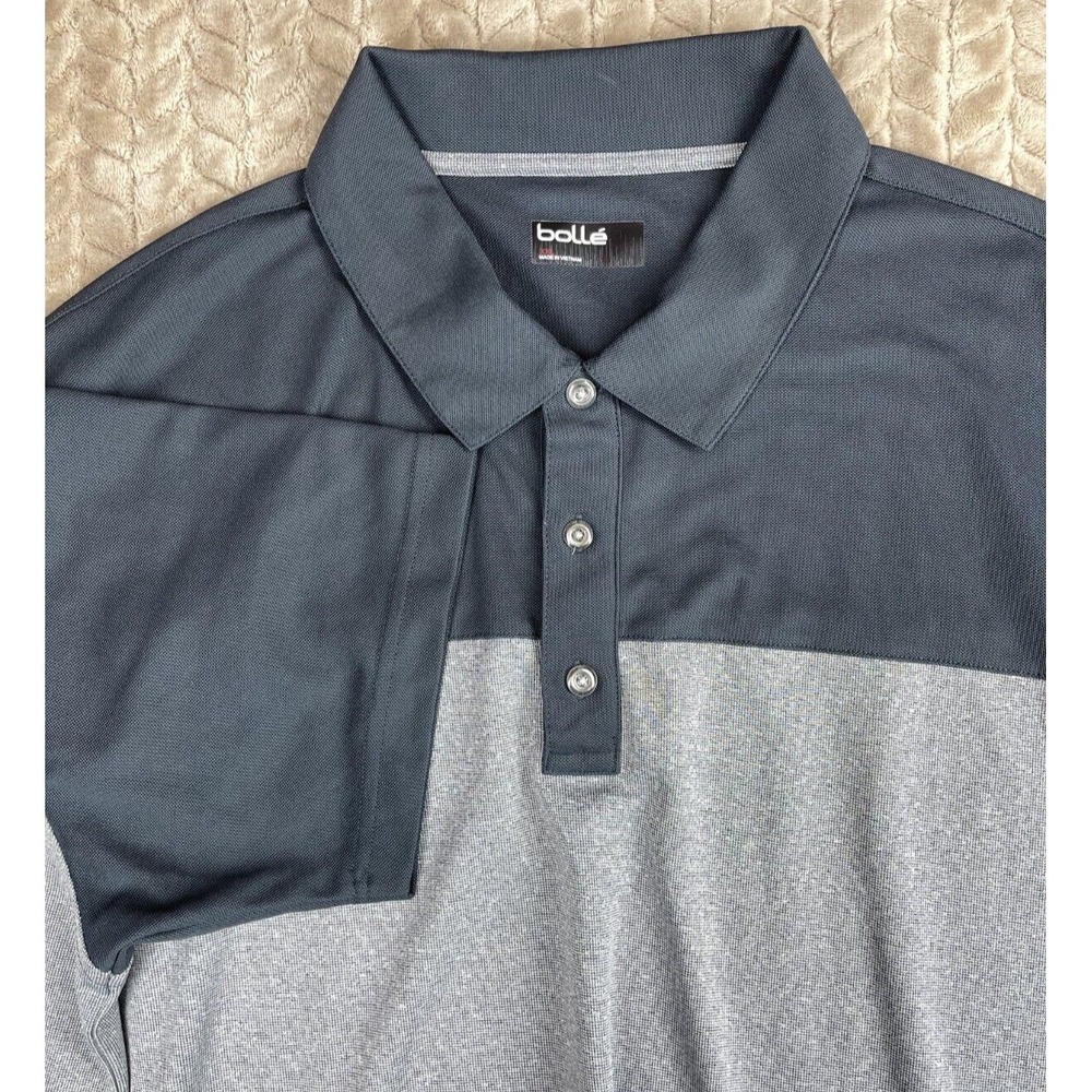 Bollé Men’s Golf Polo Shirt 2XL Blue Gray Color Block Short Sleeve Casual